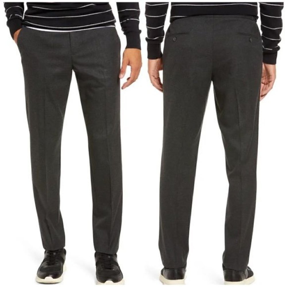 NWT Nordstrom Hybrid Elastic Waist Dress Pants Trousers Tech Smart Trim Fit L